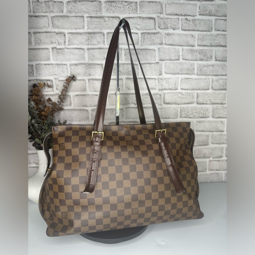 SOLD Louis Vuitton Chelsea Damier Canvas Shoulder Tote Bag Purse Brown TH1006